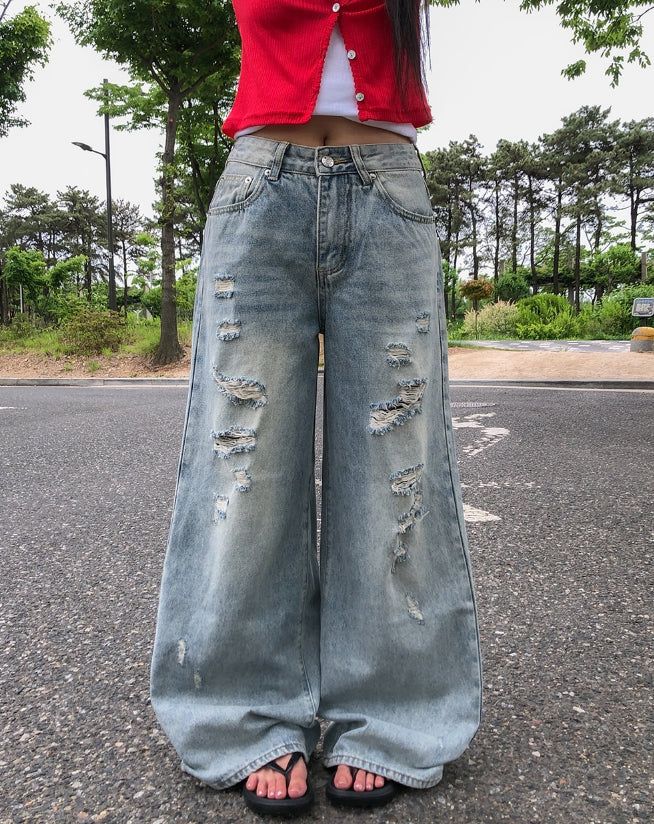 ULAN(ユレン)の「Becky Rough Damaged Denim Pants(Pants)」