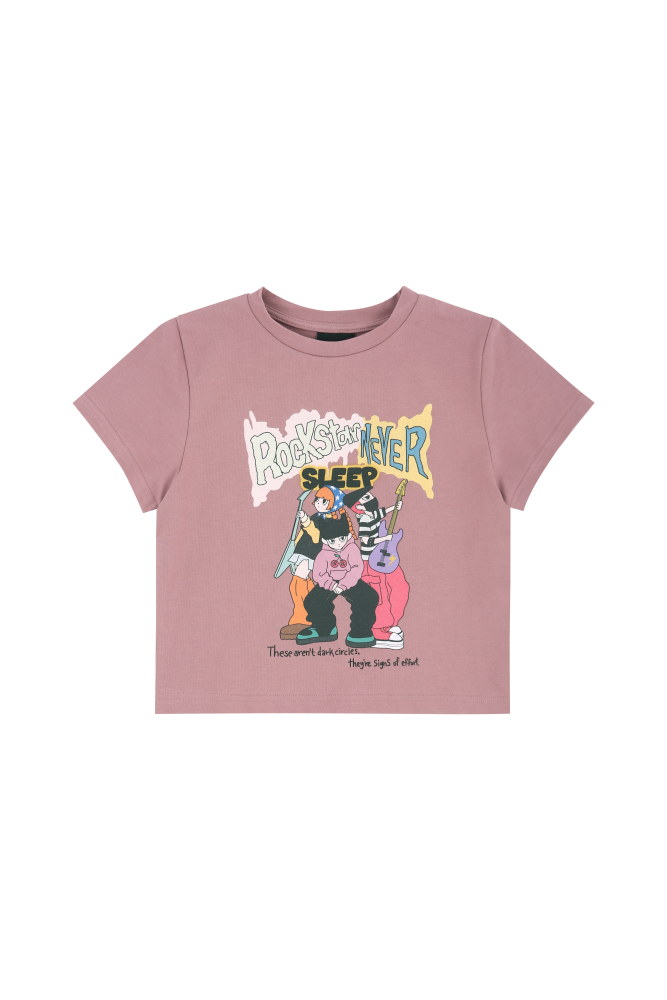 P:ReinSein(レインセイン)の「Dust pink rock band crop t-shirts(Tops)」