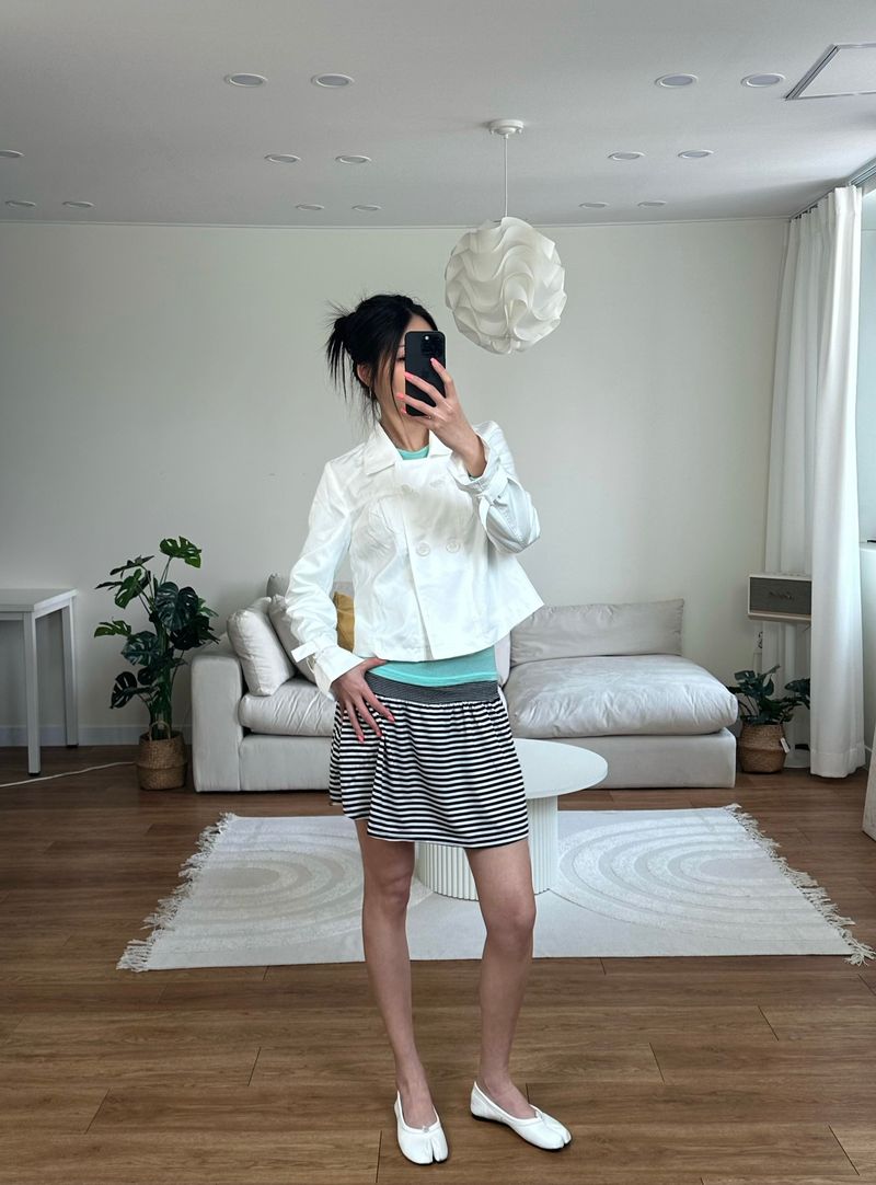 stripe flare mini skirt
