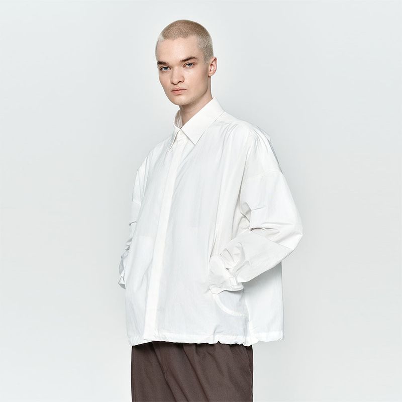Crinkle String Shirt Jumper White