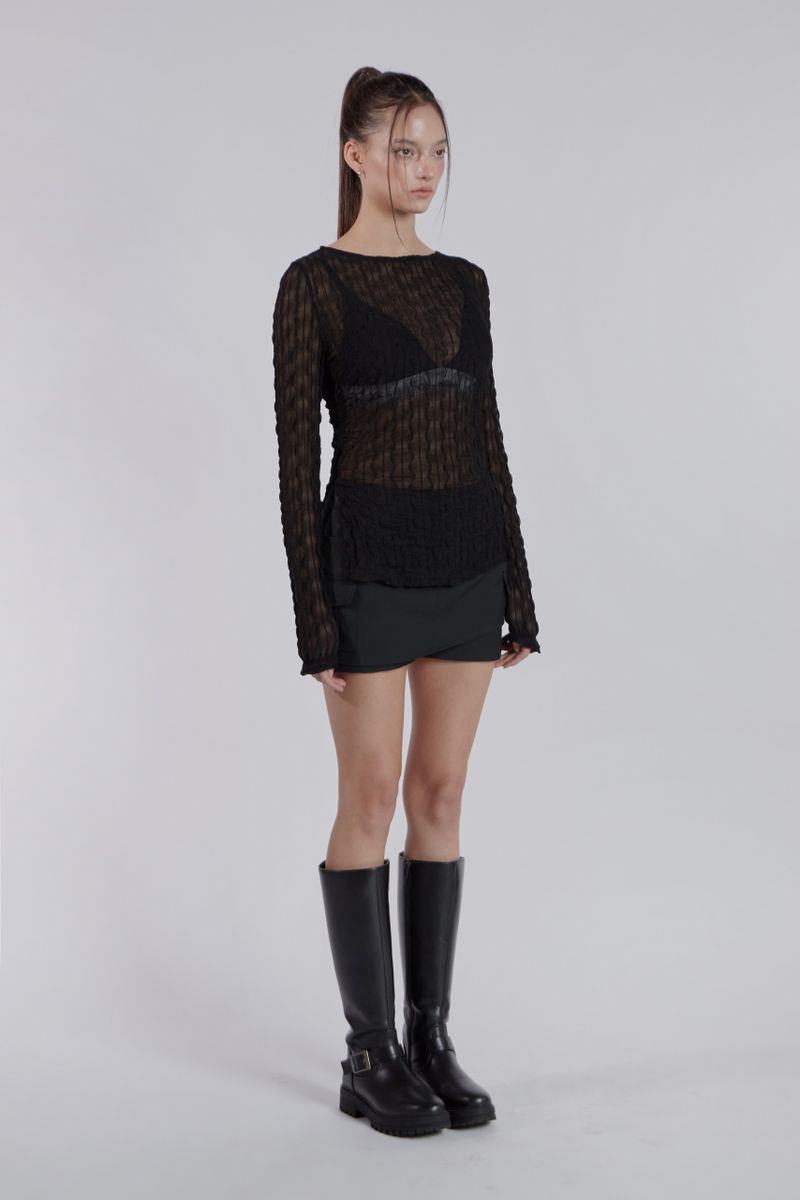 SEETHROUGH LACE SLIT TOP(BLACK)