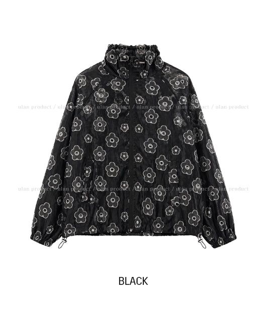Ropin Flower See-Through Windbreaker Jumper