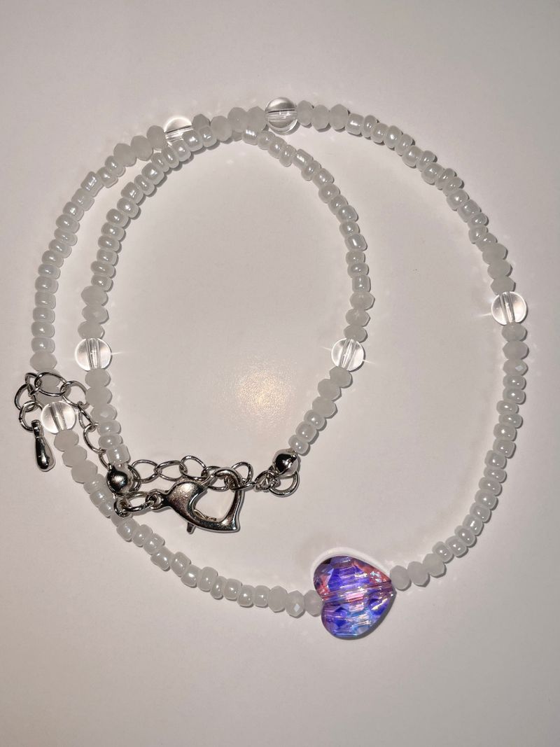 Crystal Heart Me Beaded Choker Necklace
