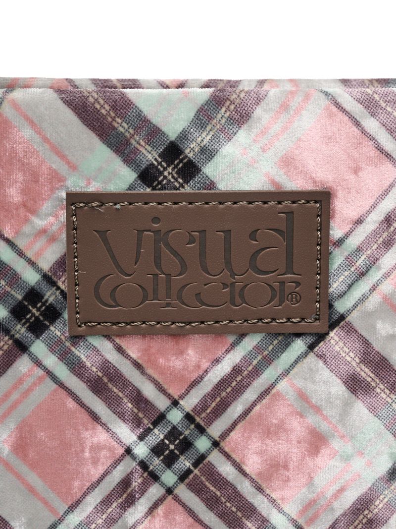 check mini velvet cross bag [pink]