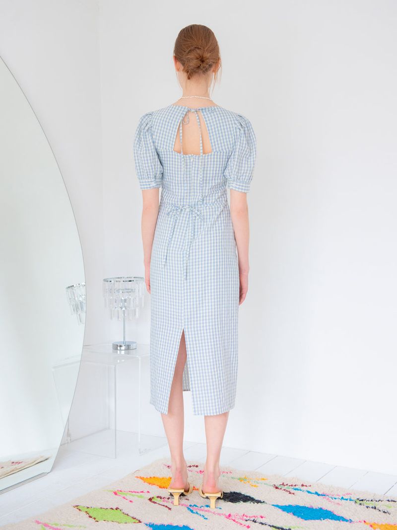 SHIRRING DETAIL MIDI ONEPIECE_BLUE