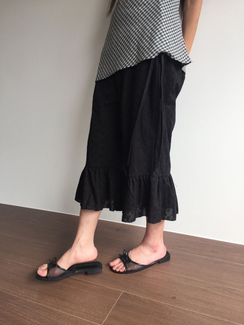 Mesh Ribbon Slipper Sandals (1color)