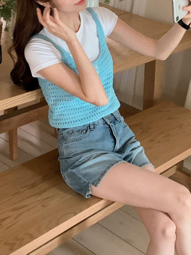 Cotton Knit Sleeveless Bustier (3color)