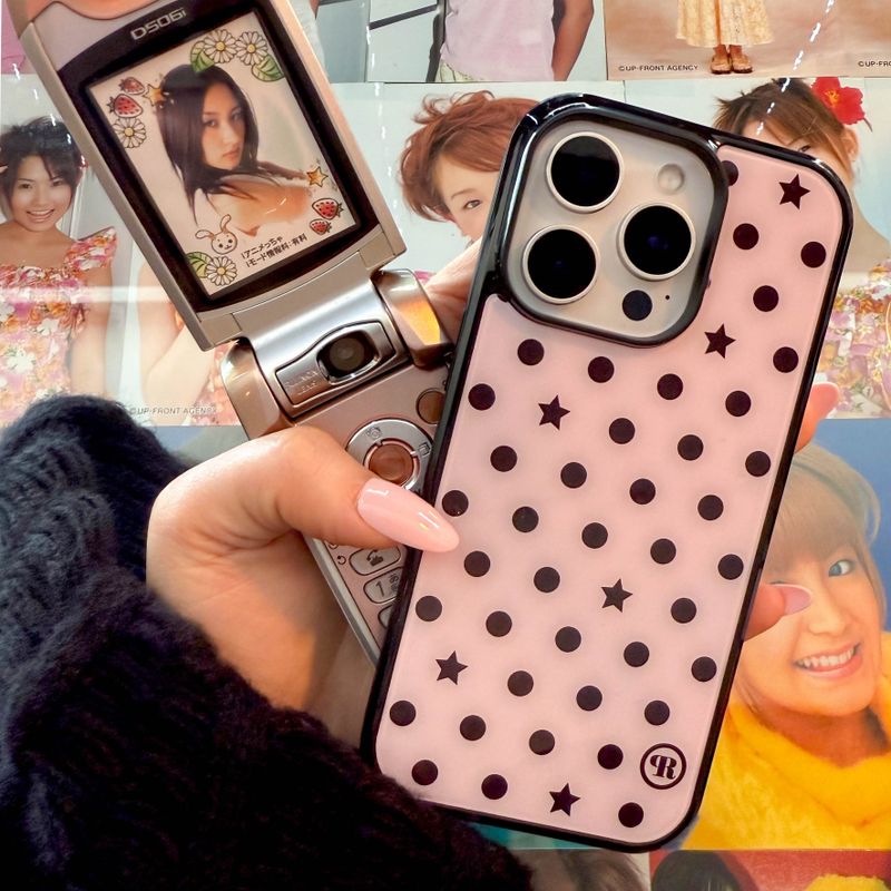 holypeachproject（ホリーピーチプロジェクト）の「[MADE] s ★ dot. (pink) glass bumper iPhone case（Smartphone Accessories）」