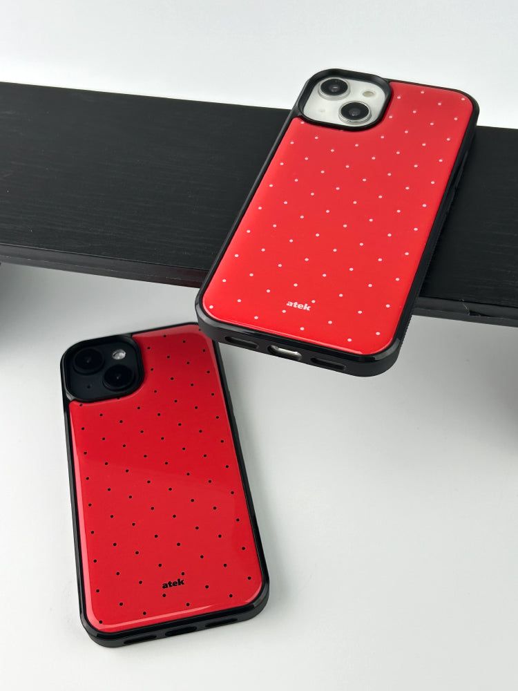 Red Dot Epoxy Bumper Case(White)