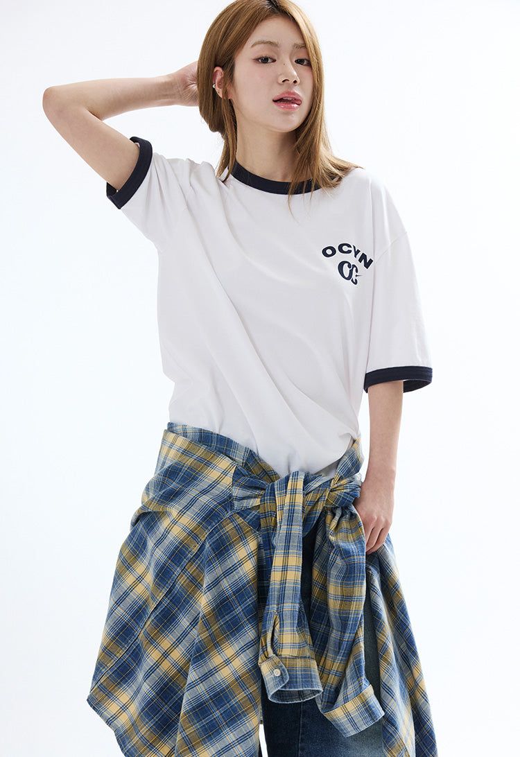 OFCOURSEWHYNOT（オブコースワイノット）の「リンガーTシャツ ホワイト（トップス）」