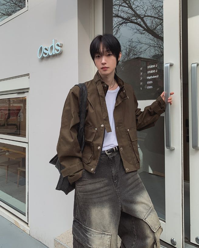 Flip Belt Crop Bomber Jacket