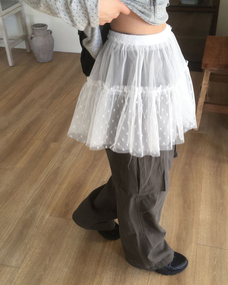 WONDER WONDER(ワンダーワンダー)の「Biso See-through dot layered skirt(Skirts)」