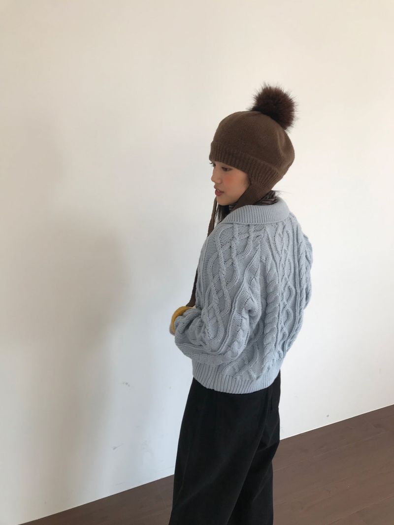 Pom-pom knit beret (3color)