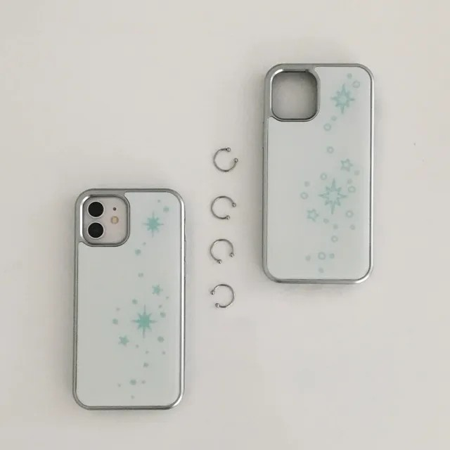 Light and stars in mint silver epoxy case