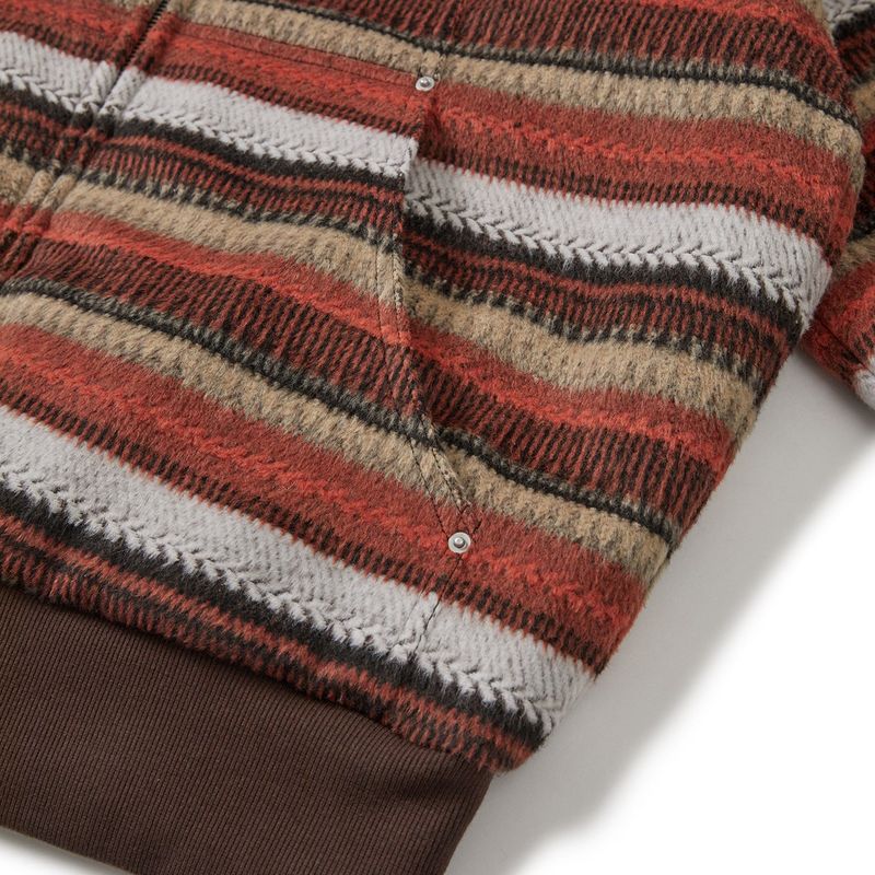 Wool fleece hooded zip-up jacket / Orange brown