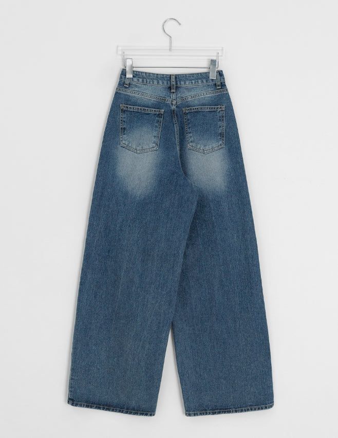 Bahiu Washing Wide Denim Pants