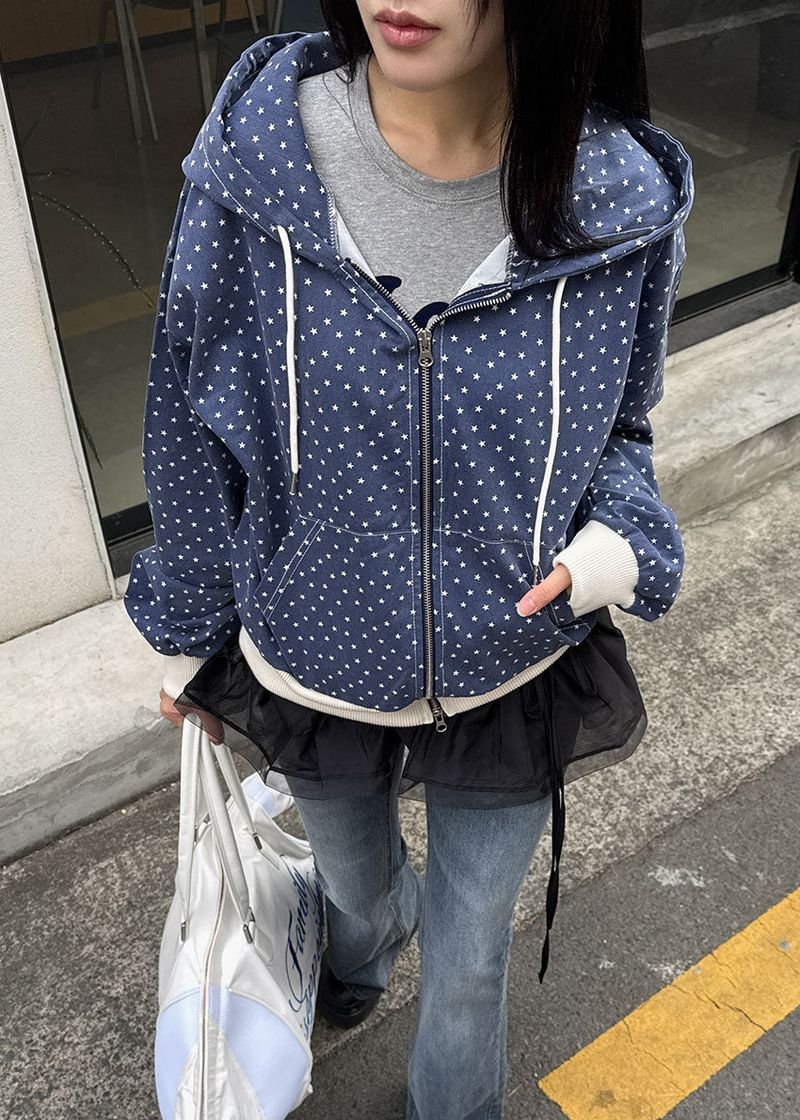 STAR PIGMENT HOOD ZIP-UP