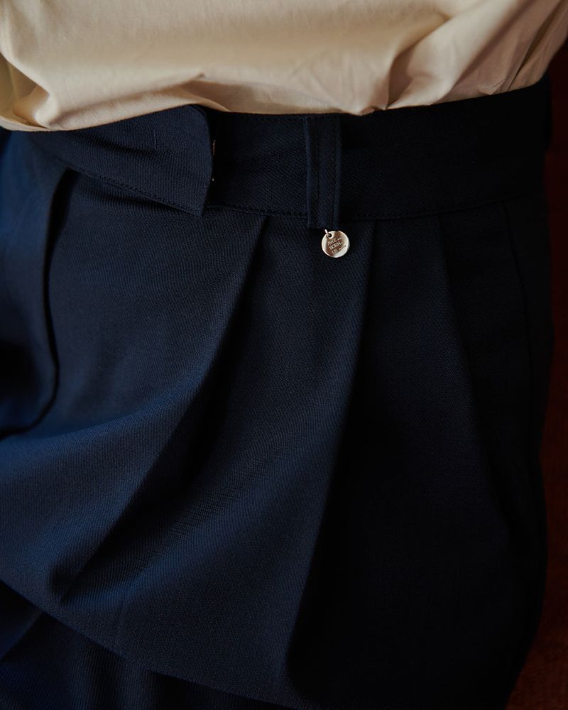テーラードダブルプリーツスラックス [NAVY]