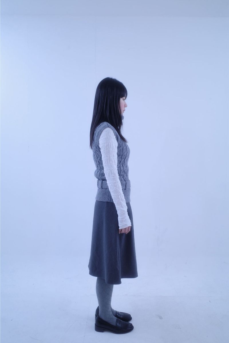 Belted Cable Half Knit Vest (2color)
