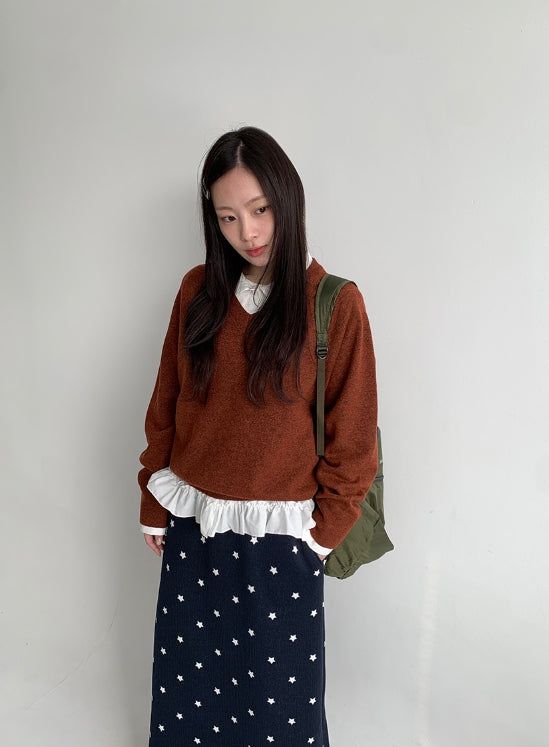 Husit Color Wool V-Neck Knit