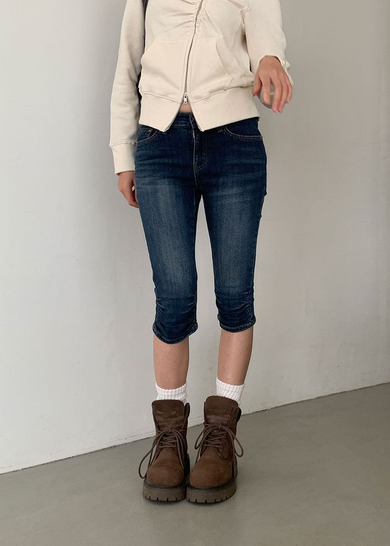 SHIRRING CAPRI DENIM