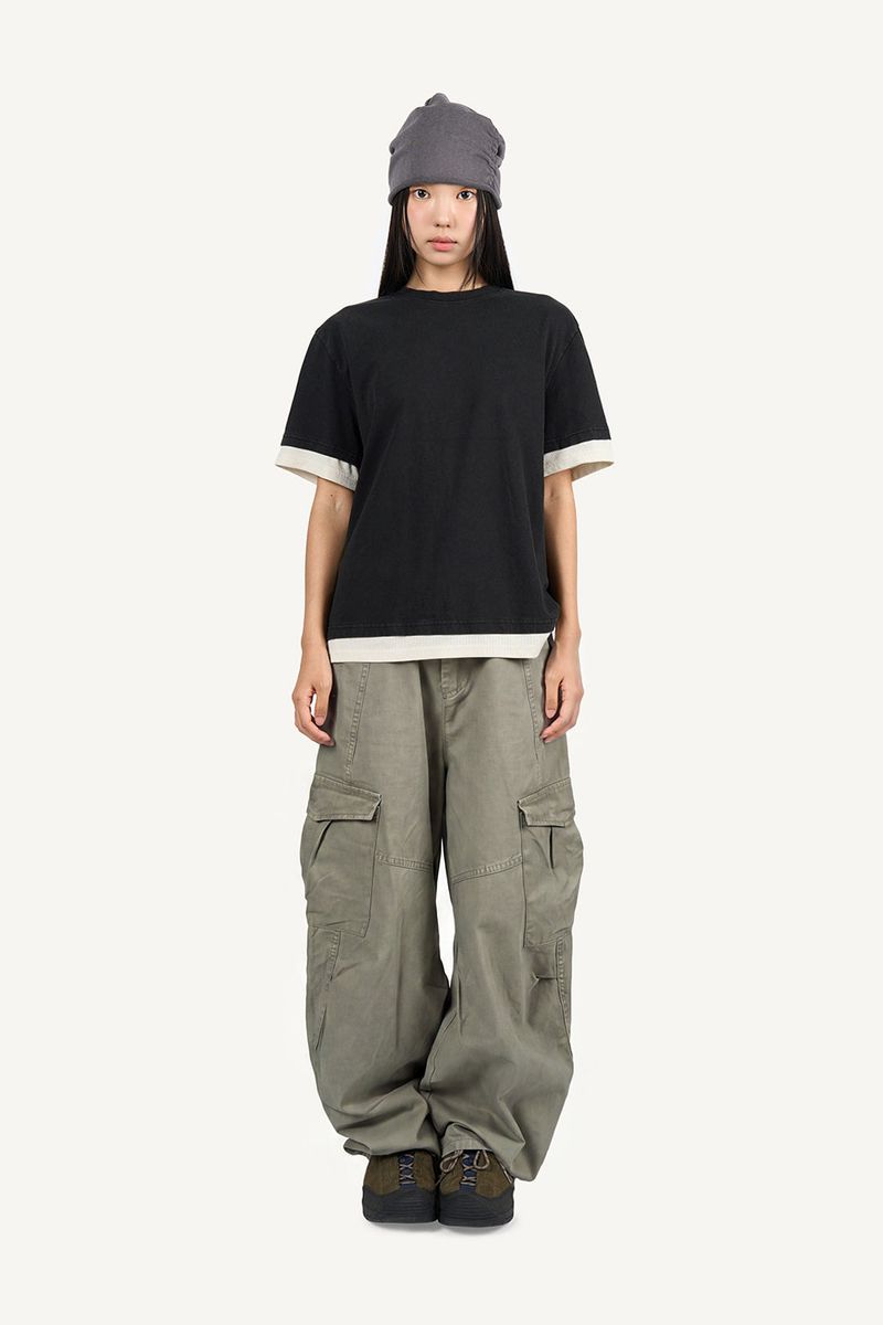 Canvas Cargo Curved Pants