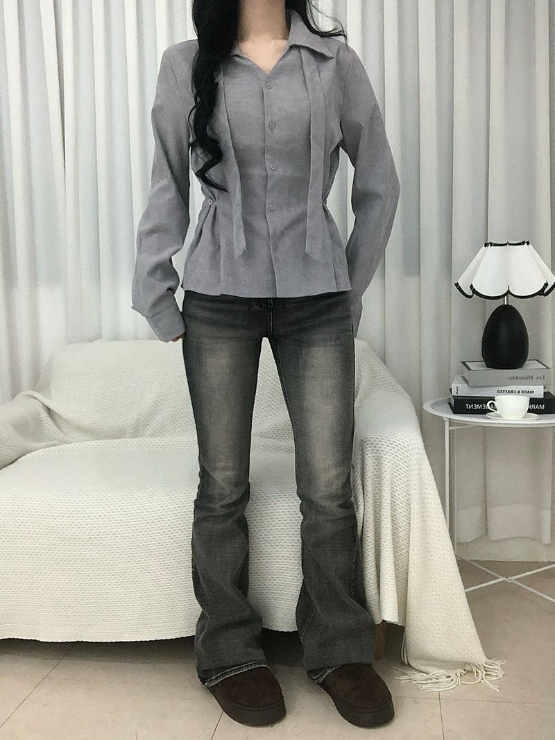 Dual Tie Pintuck Line Shirt