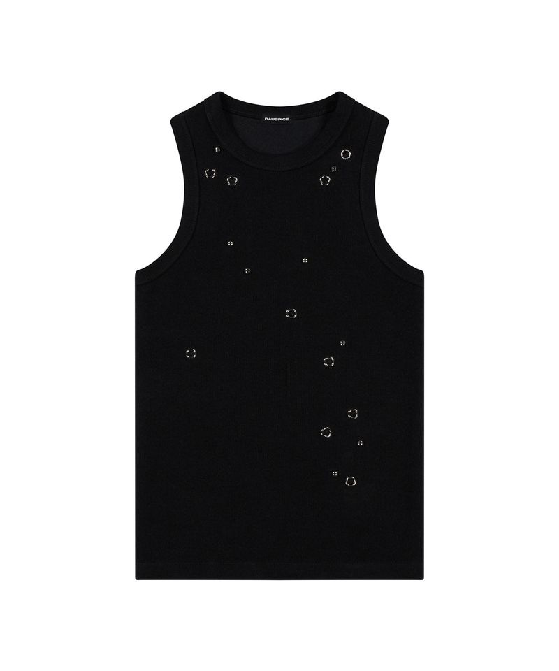 (DUC) Eyelet Stud Tank Top Black