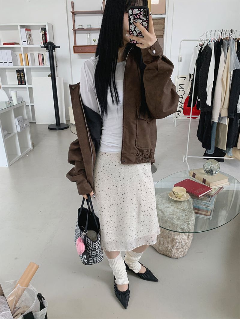 DOT MIDI CHIFFON SKIRT (2C)