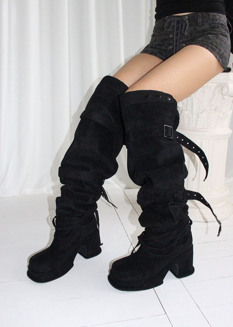BUCKLE THIGH HIGH BOOTS