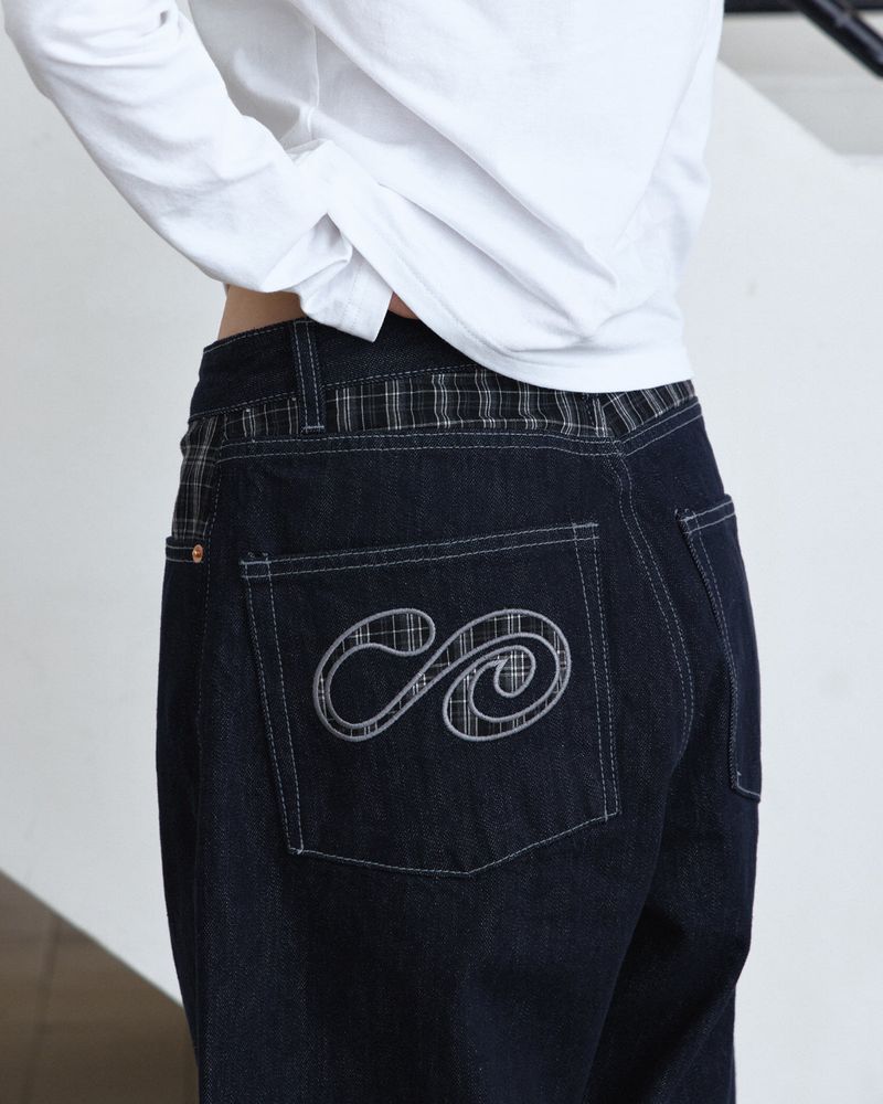 Plaid Combi Logo Denim