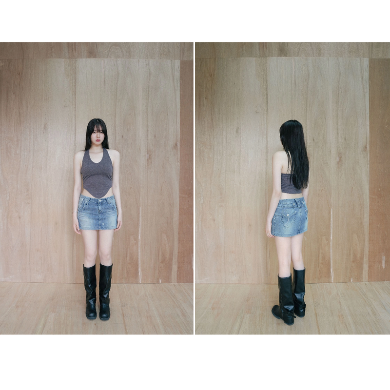 HALTERNEK KNIT VEST_CHARCOAL