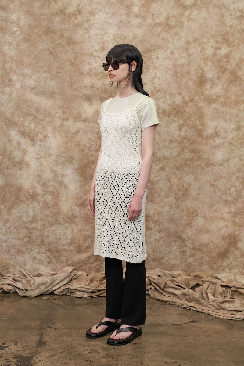 [22S] MESH ARGYLE KNIT ONE PIECE