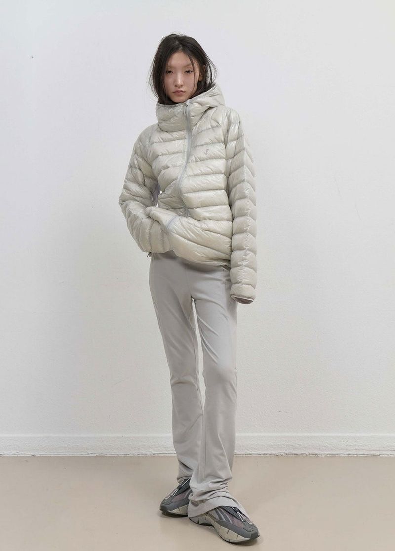Button Slit Bootcut Pants / Mint Grey