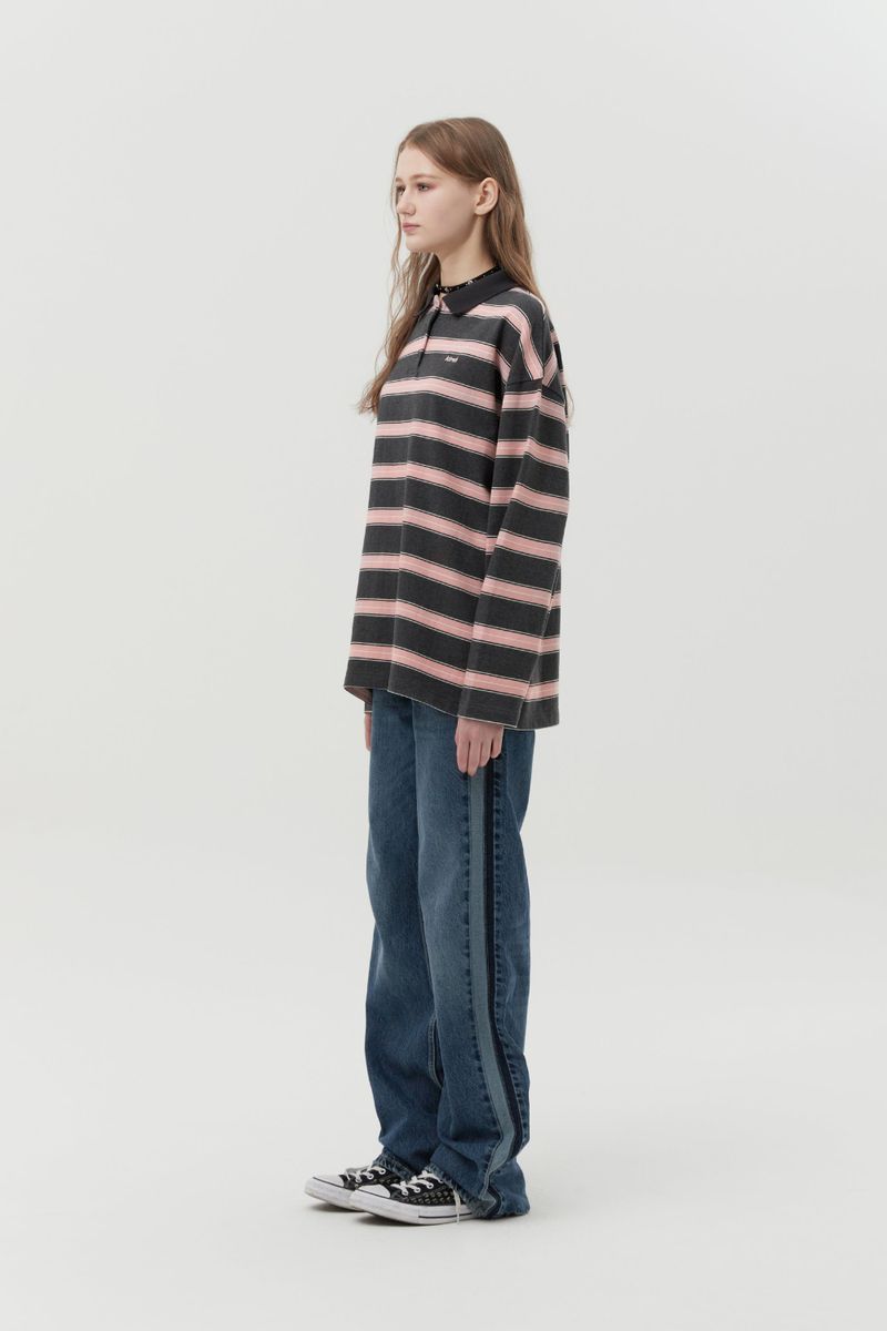STRIPE RUGBY T-SHIRT [GRAY]