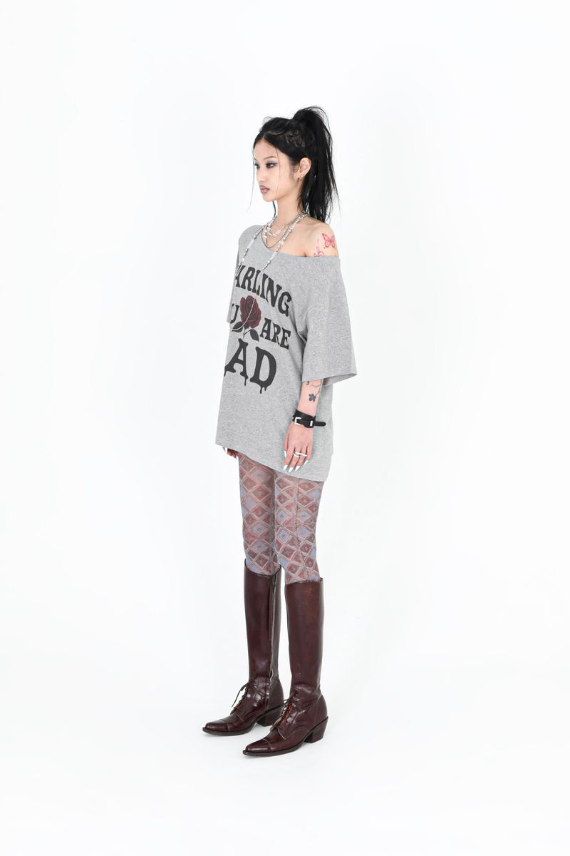 MELTING ROSE TEE #GREY