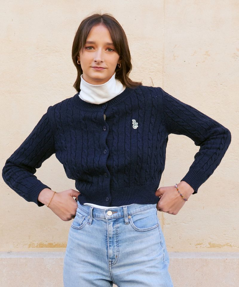 RCH crop knit cardigan navy