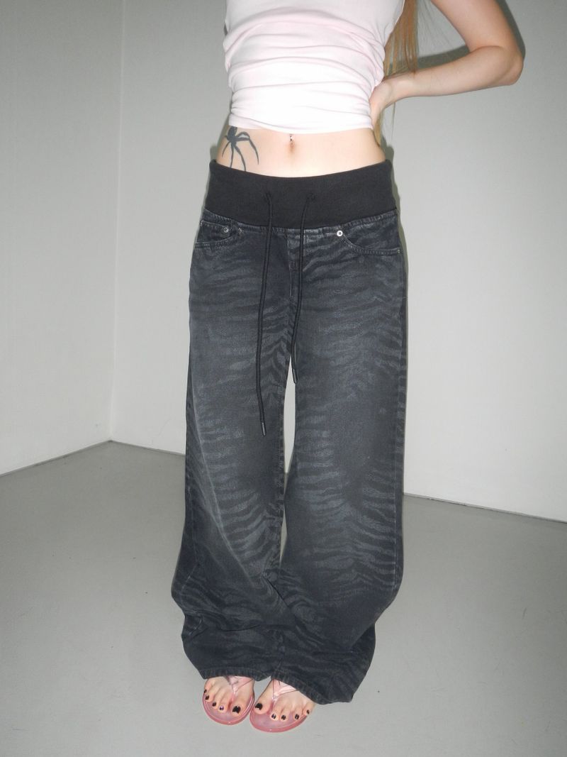 zebra wide denim pt