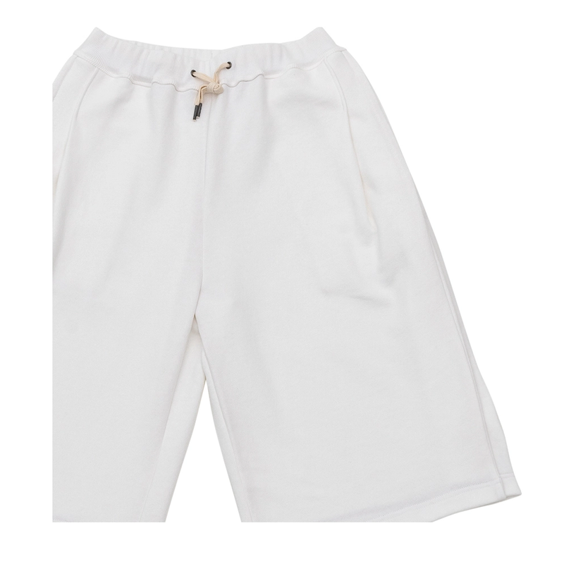 BERMUDA PLEATS WIDE SWEAT SHORTS_WHITE