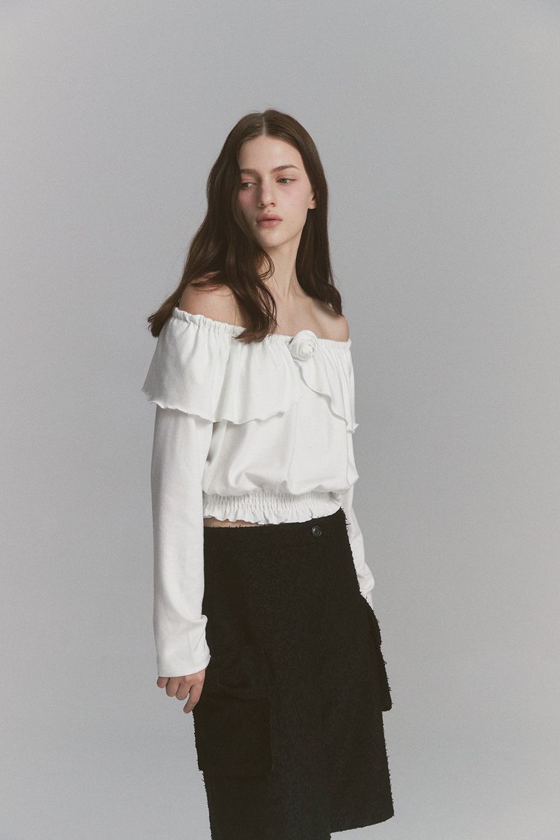 Ribbon Tweed Bermuda Pants Black