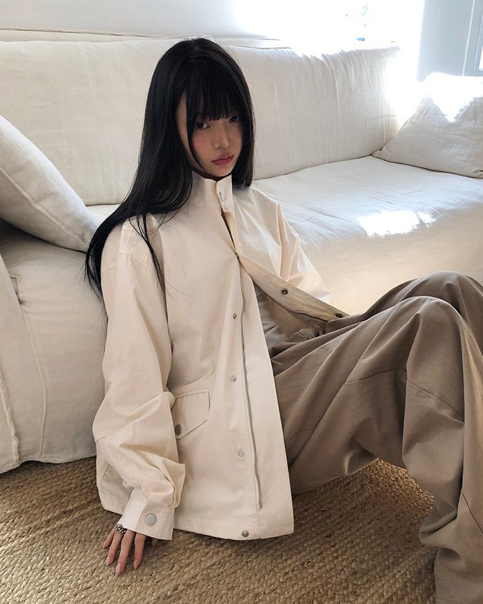 Henlo High-Neck Vintage Oversized Field Jacket