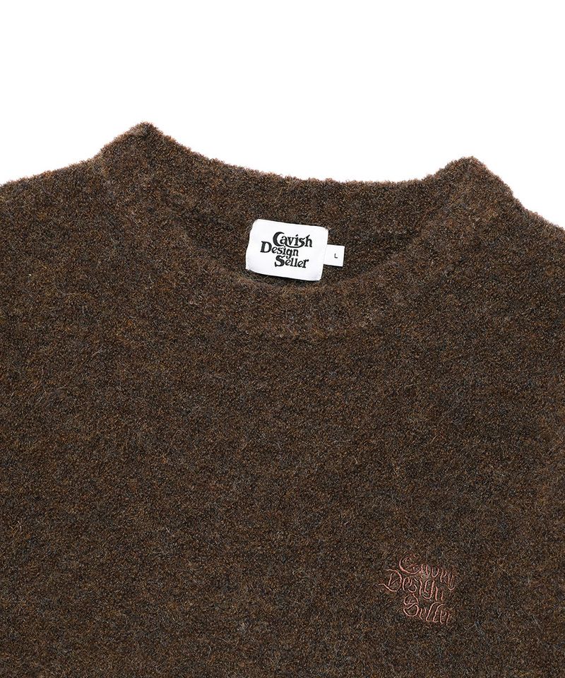 TWO TONE BOUCLE KNIT CREWNECK BROWN(CV2EFUK604A)