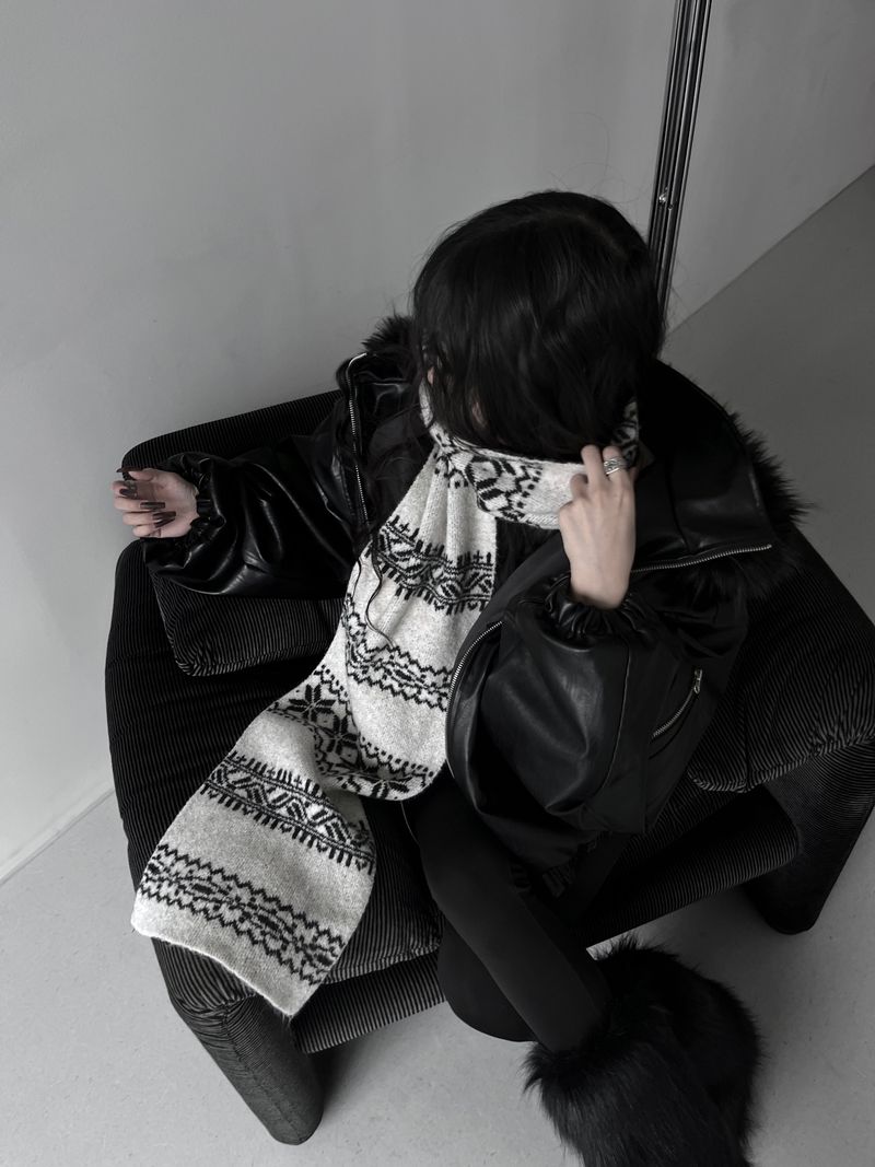 winter jacquard contrast muffler (4color)
