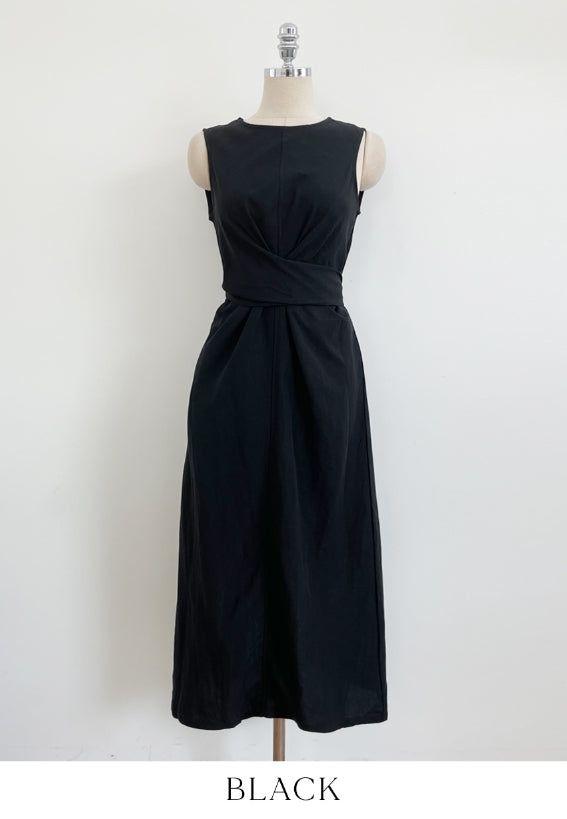 Gelad Linen Side Wrap Sleeveless Long One Piece