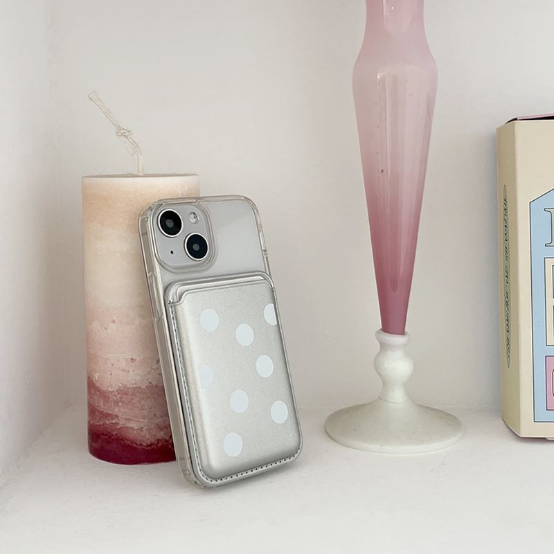 magsafe case dot silver leather card wallet set