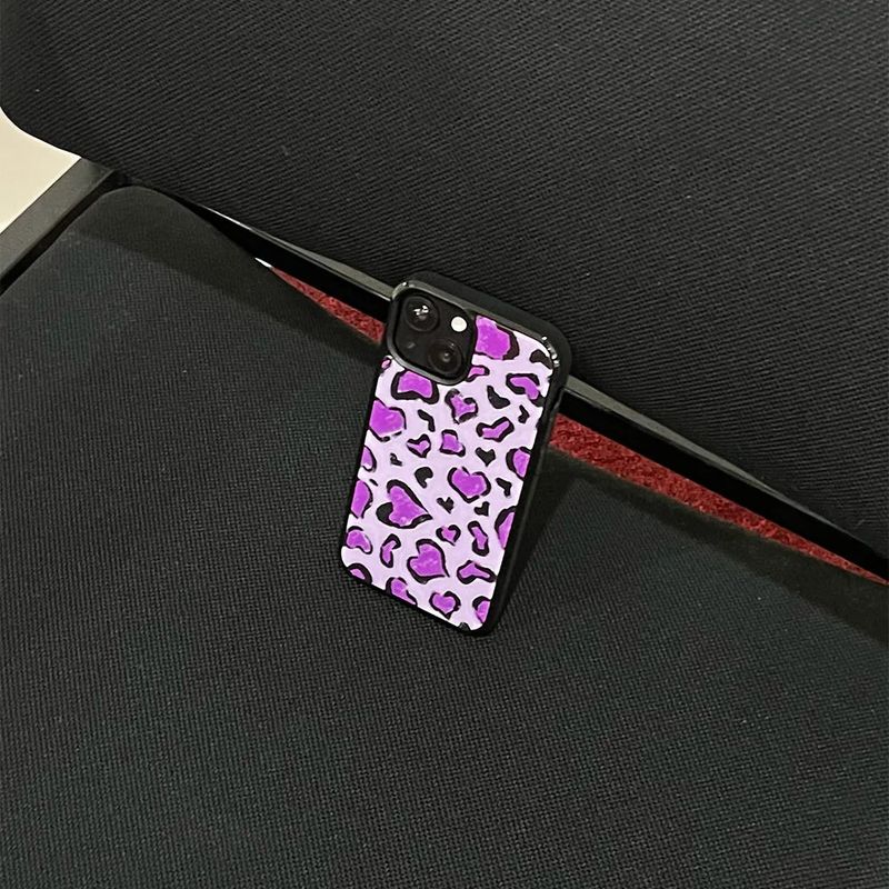 [MADE][Glass Bumper Case] Heart Leopard Drawing Case ⋆ Purple