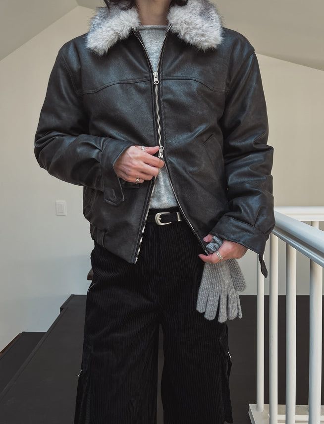 Kati Real Raccoon Fur Leather Jacket