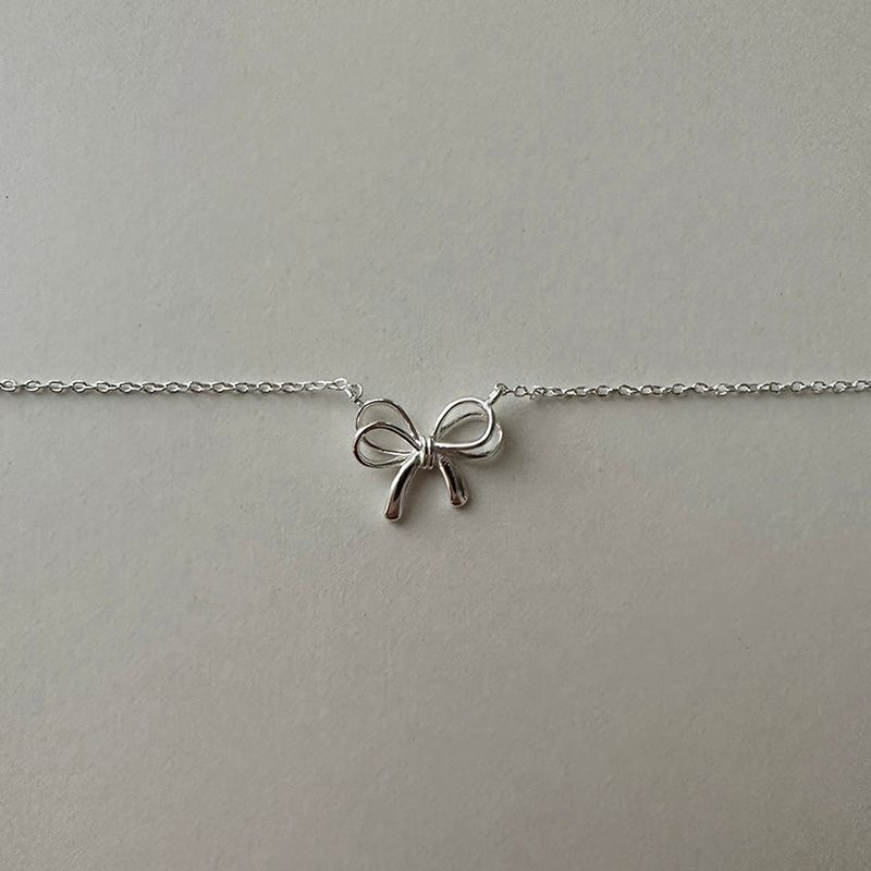[92.5silver] Solid ribbon necklace