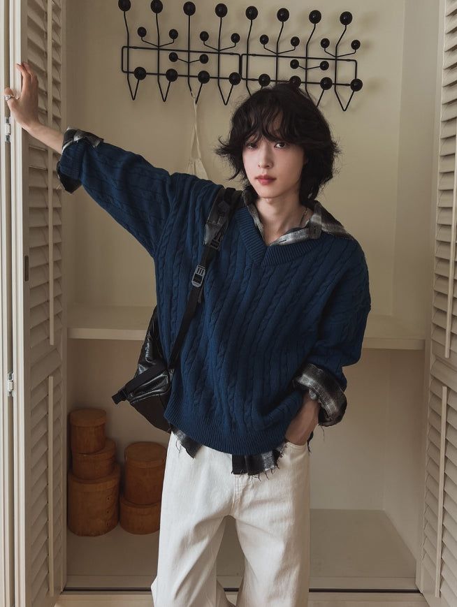 Little V-neck Cable Knit