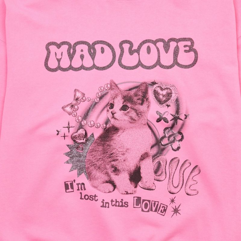MEOW PRINTING HOOD T PINK